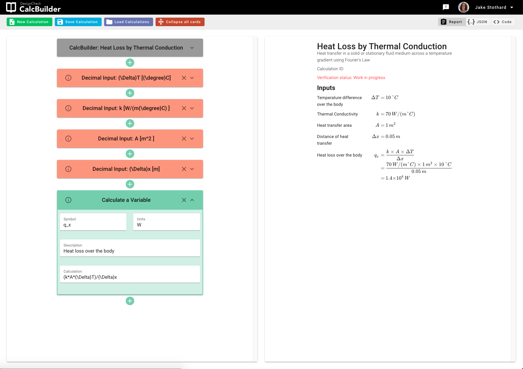 calculation report